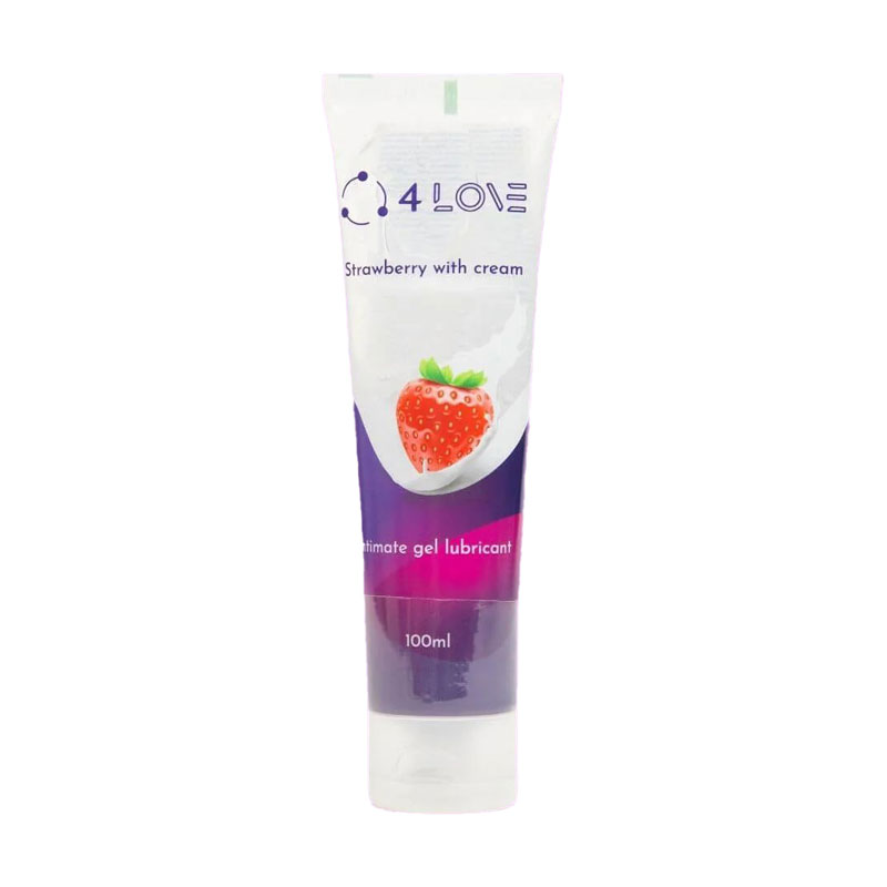 Інтимний гель-змазка 4LOVE Strawberry With Cream на водній основі, 100 мл